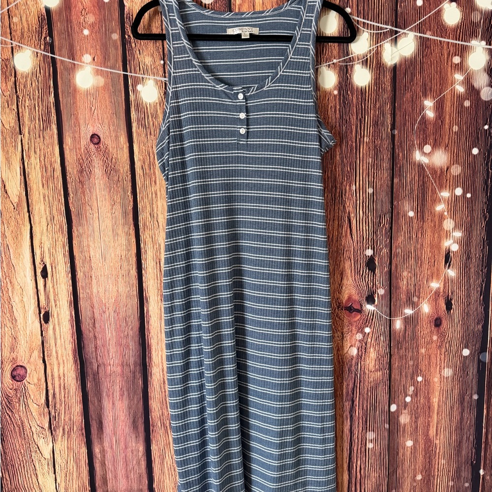 Ellen Tracy Blue Striped Sleeveless  Dress